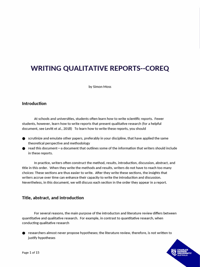 Writing Qualitative Reports | PDF | Methodology | Qualitative Research
