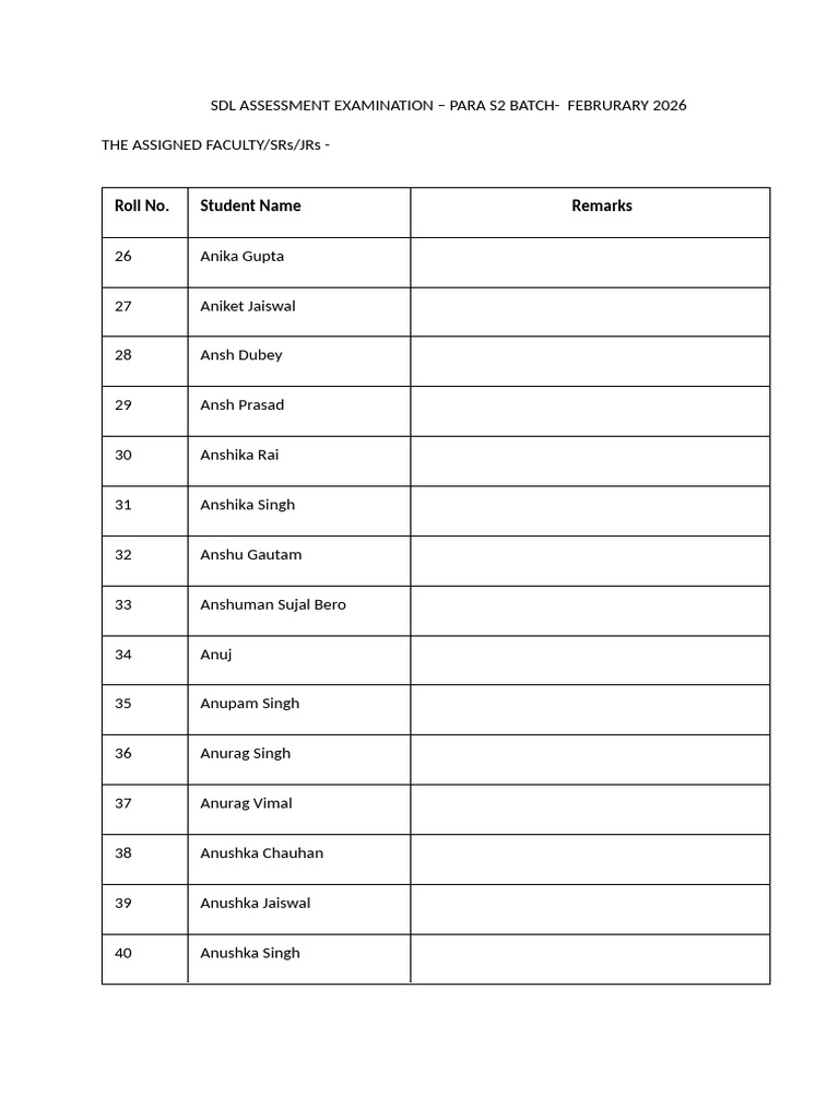 SDL Assessment Examination (26 - 50) | PDF
