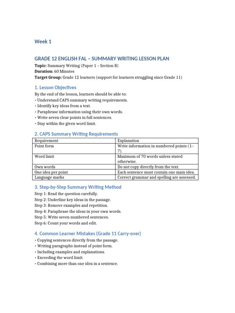 Summary Writing | PDF