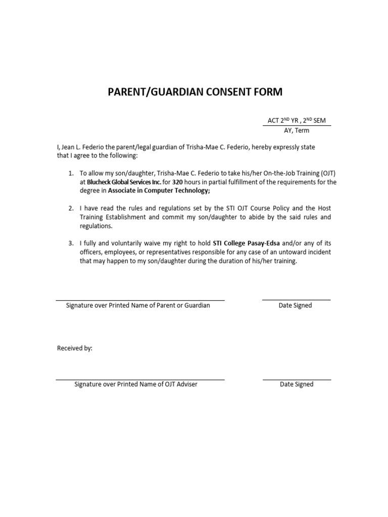 Parent C Form TF | PDF