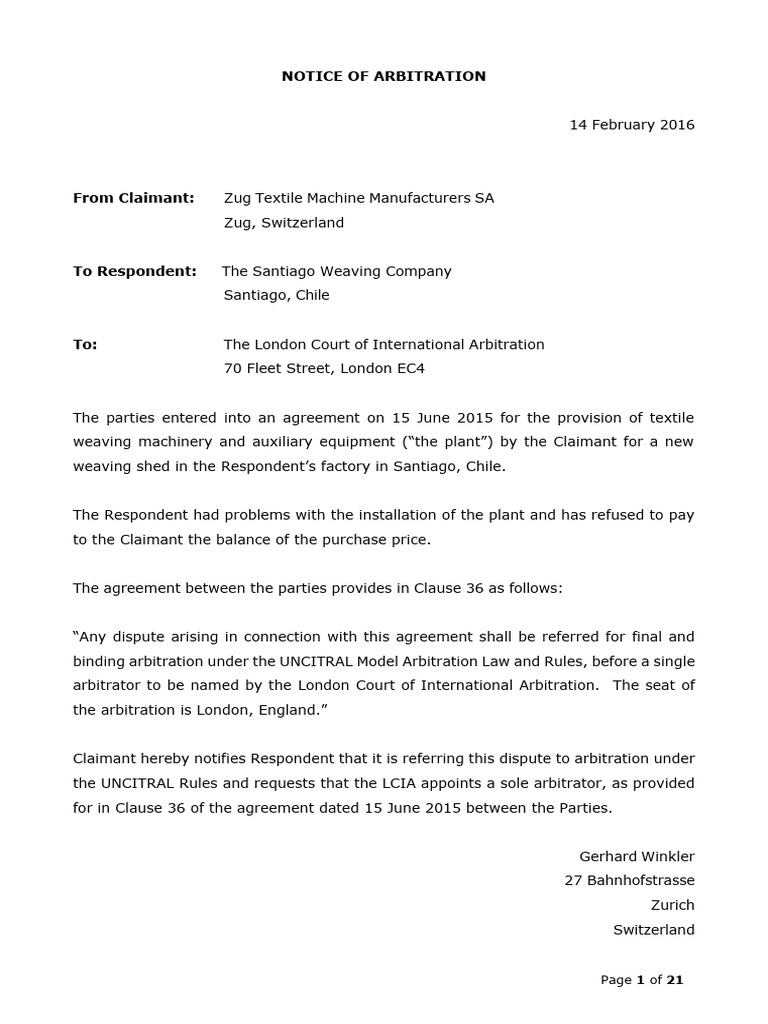 Case Study Arbitral Award Witting | PDF | Arbitration | Loom