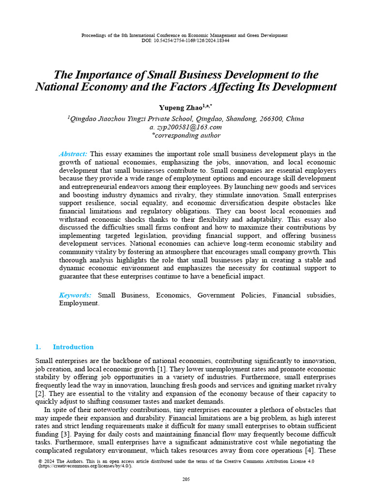 The Importance of Small Business Development To TH | PDF