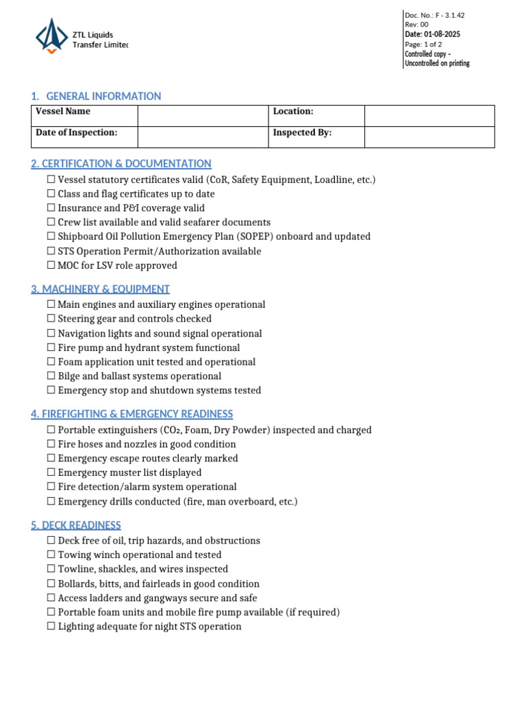 LSV Sts Readiness Checklist | PDF