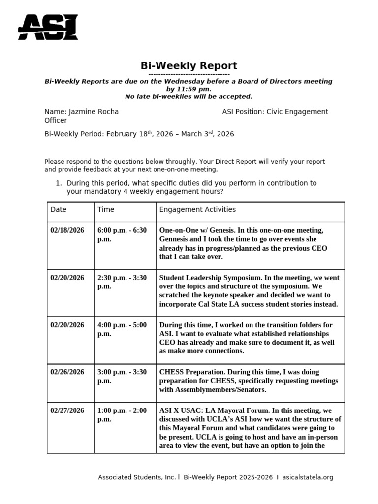 Biweekly Report Template 2025 | PDF