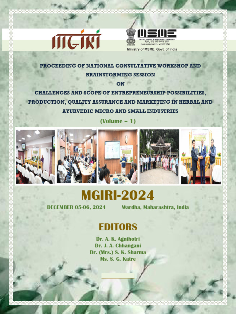 Proceeding (Vol. 1)- National Consultative Workshop & Brainstorming ...