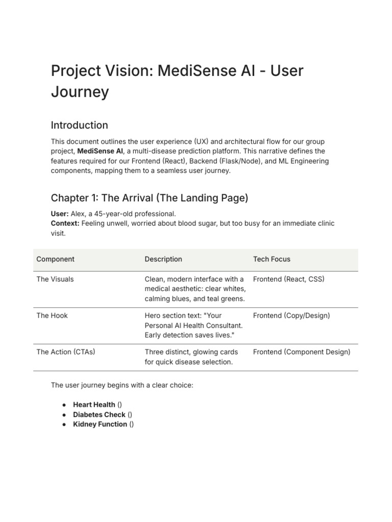 Project Vision - MediSense AI - User Journey | PDF | Software ...