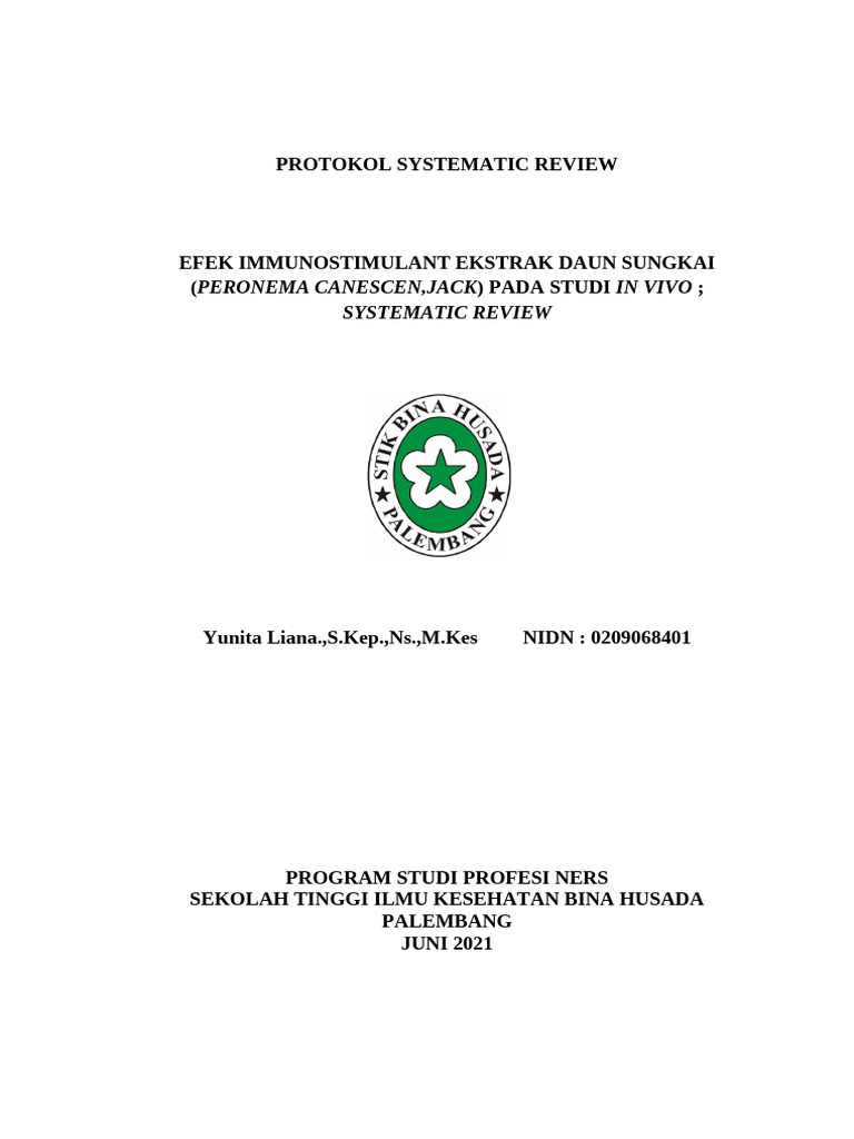 Contoh - Protokol Systematic Review | PDF