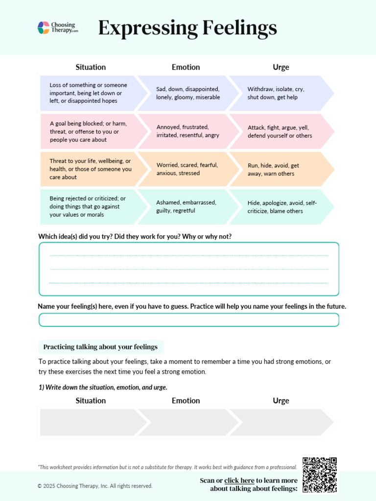 Expressing Feelings Worksheet | PDF | Feeling | Emotions