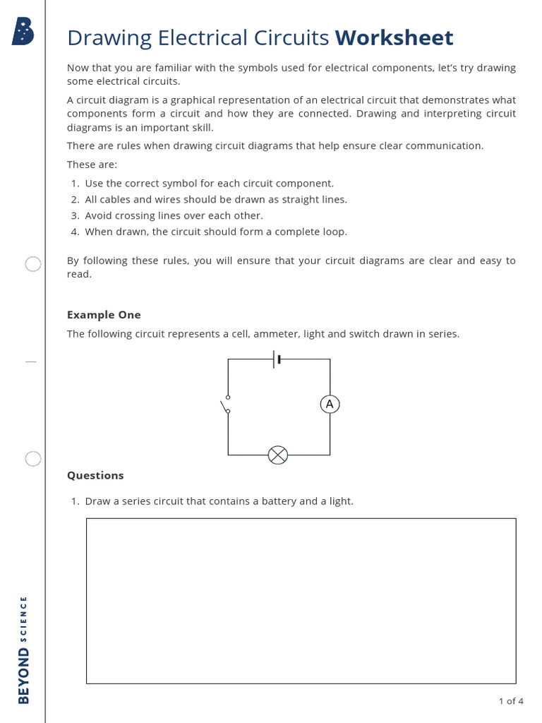 Drawing Electrical Circuits Worksheet | PDF | Electrical Network ...