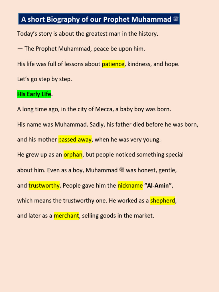 A Short Biography of Our Prophet Muhammad | PDF | Muhammad | Abrahamic ...