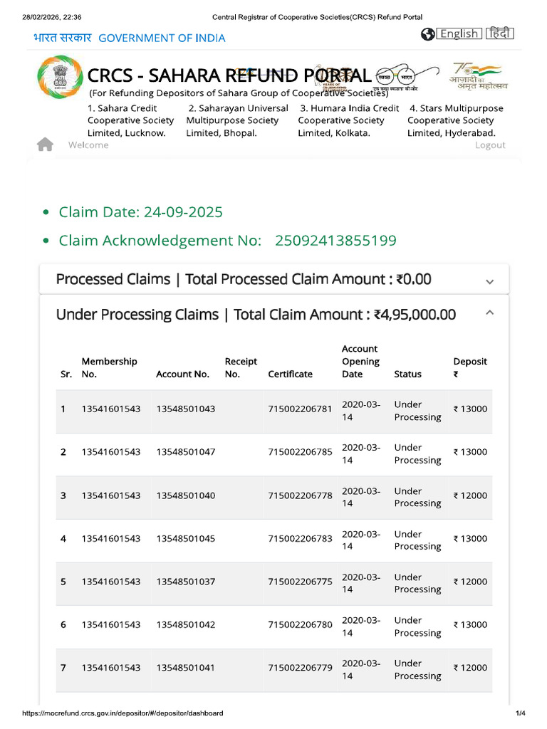 Sahara Refund Application | PDF