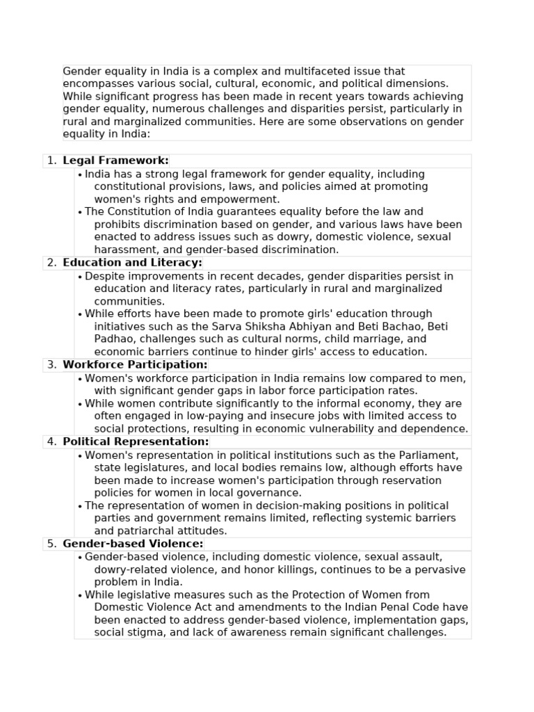 Gender Equality in India Is A Complex and Multifaceted Issue That ...