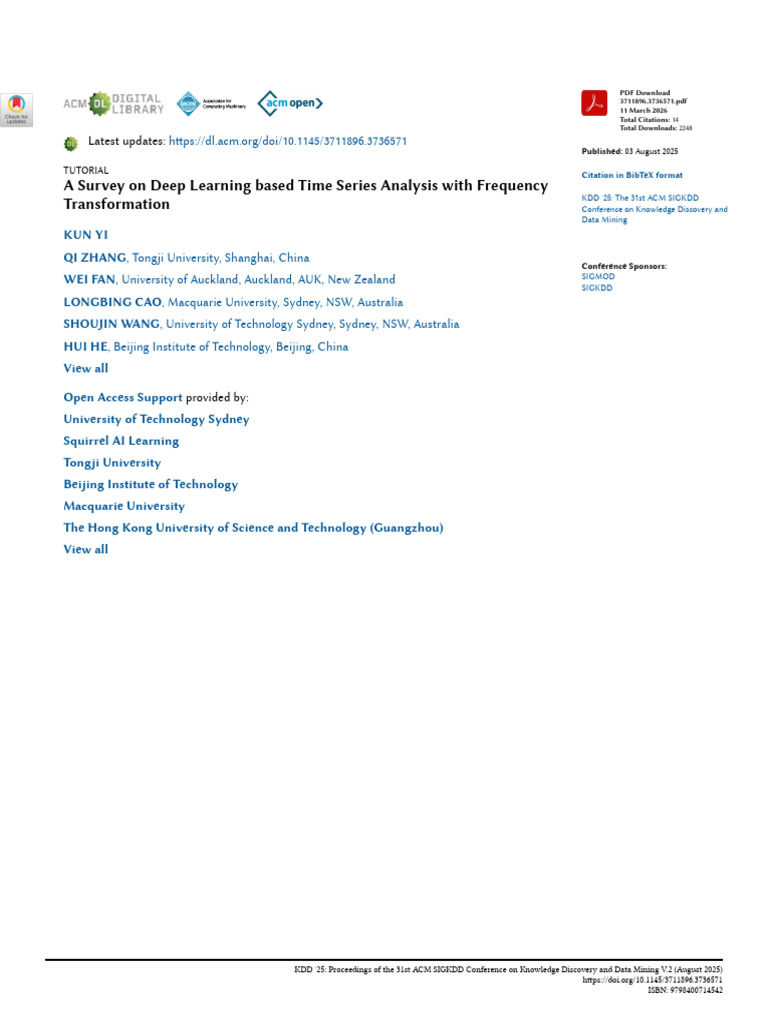 A Survey on Deep Learning Based Time Series Analysis With Frequency ...