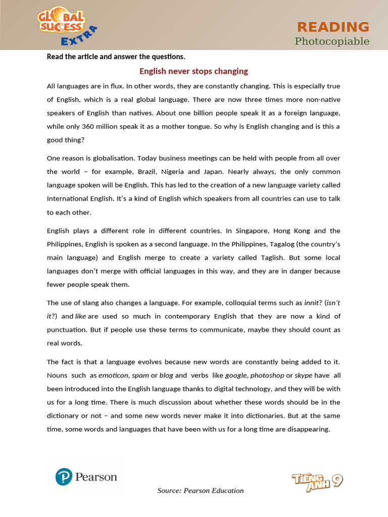 GS9 Unit 9 Extra - Reading | PDF | English Language | Cultural Assimilation