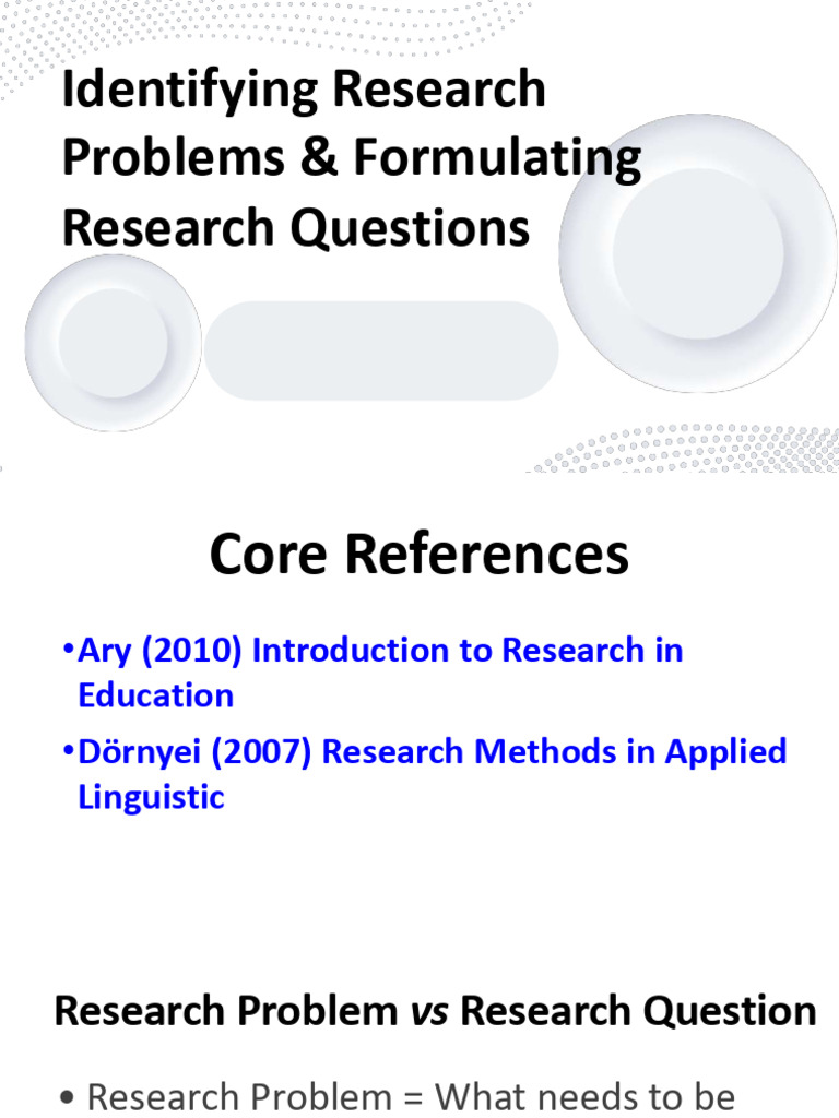 Identifying Research Problems | PDF | Hypothesis | Cognition
