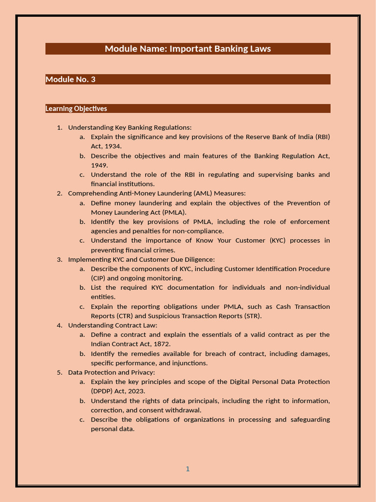 3. Important Banking Laws | PDF | Reserve Bank Of India | Banks