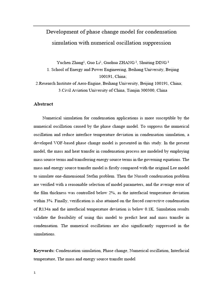 Development of Phase Change Model for Condensation Simulation With ...