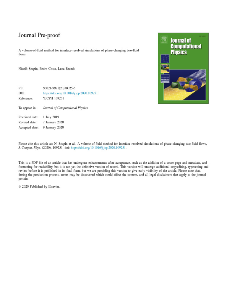 A Volume-Of-Fluid Method For Interface-Resolved Simulations of Phase ...