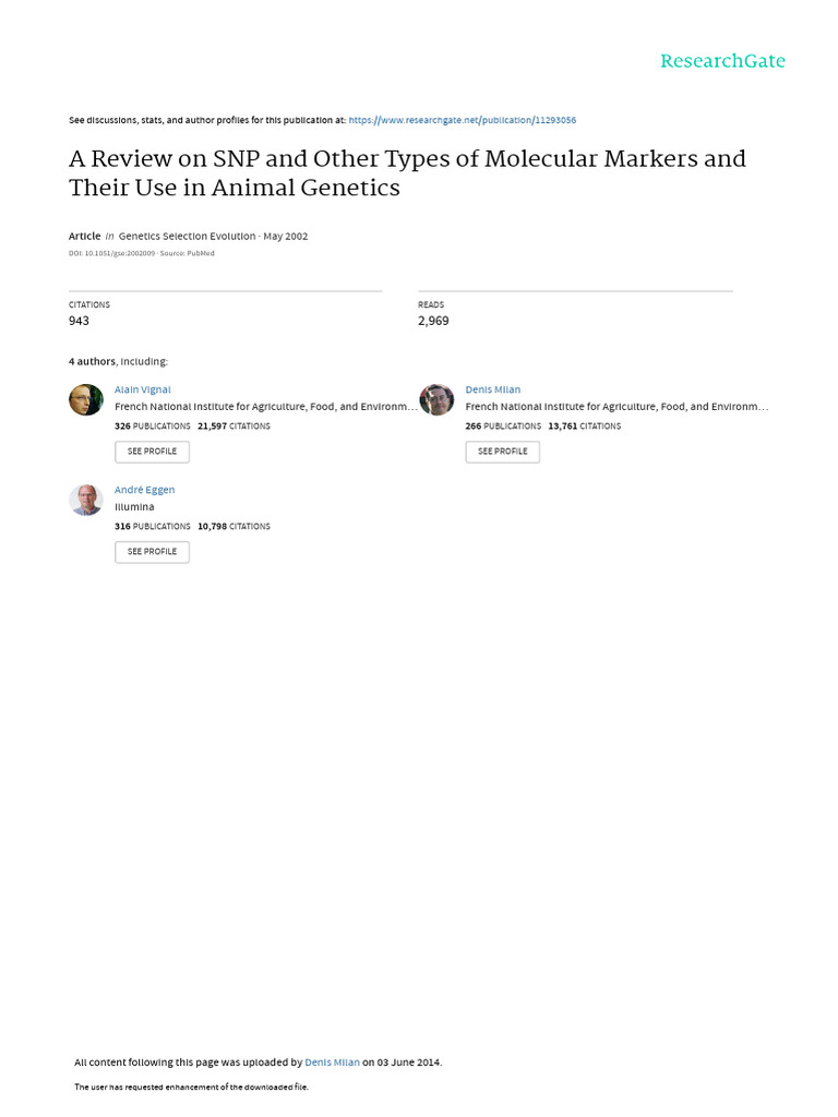 A Review on SNP and Other Types of Molecular Markers | PDF | Single ...