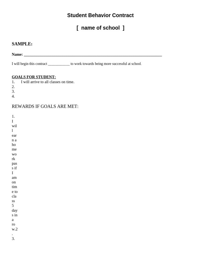 AcdTLv BehaviorContract Sample 3 | PDF