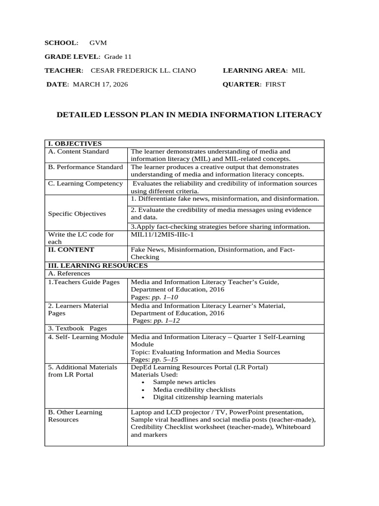 Final LP For Demo in MIL | PDF | Information Literacy | Human Communication