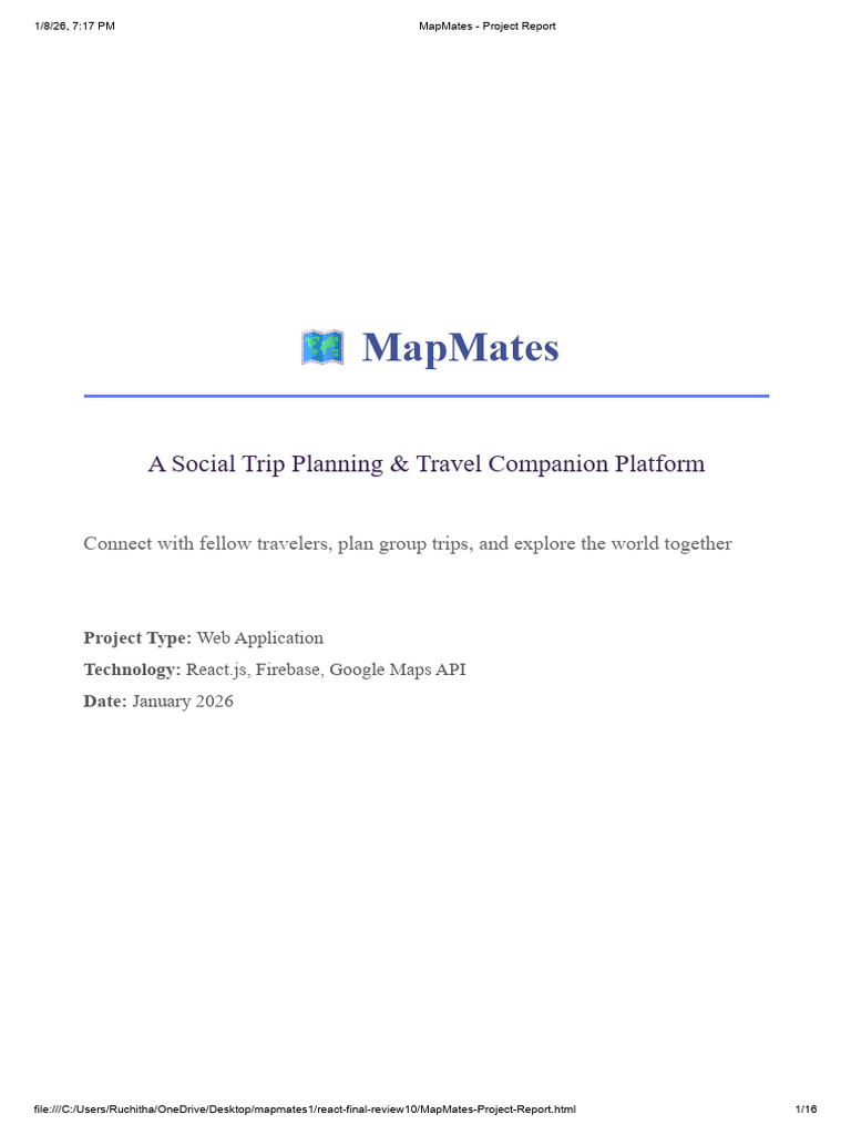 MapMates - Project Report | PDF | Android (Operating System) | Software