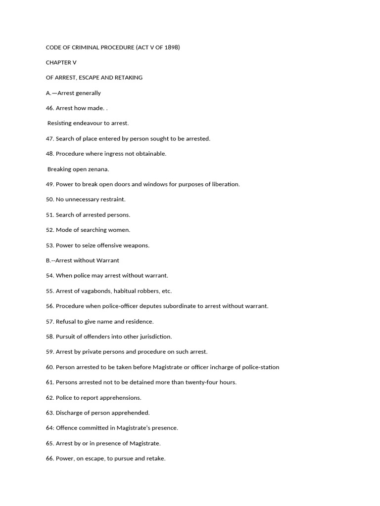 Code of Criminal Procdure | PDF | Arrest | Arrest Warrant