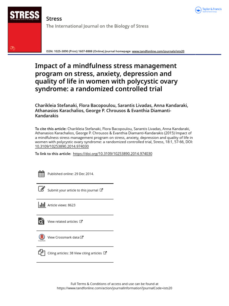 New Impact of A Mindfulness Stress Management Program On Stress Anxiety ...
