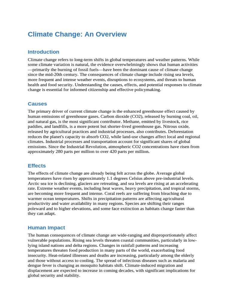 Climate Change Overview | PDF | Climate Change | Greenhouse Gas