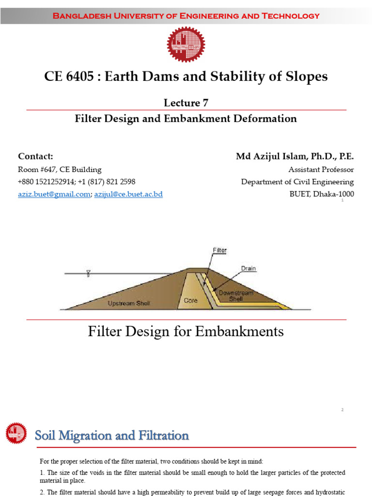 Lecture-7 Filter Design and Embankment Deformation - April 2025 | PDF ...