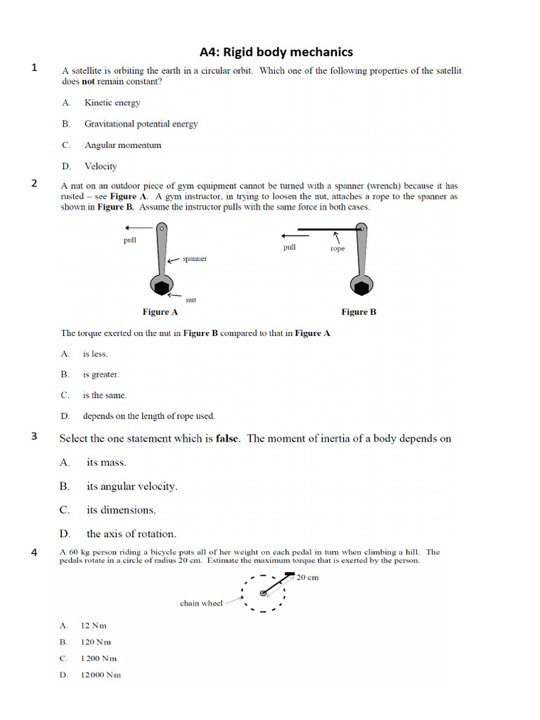 Rigid Body Mechanics | PDF | Rotation Around A Fixed Axis | Angular ...