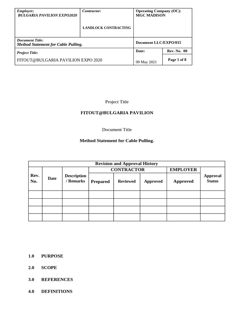 ElectrialCablePulling and Installation Method Statement | PDF ...