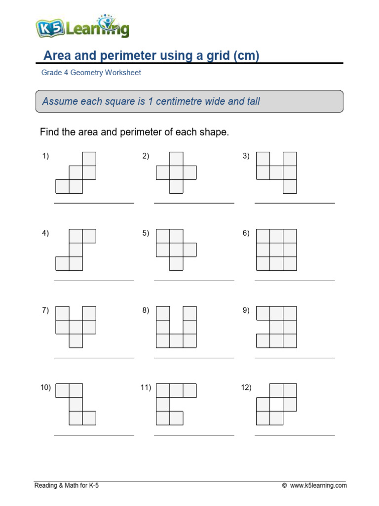 3 Grade 4 Geometry Area Perimeter Grid D | PDF