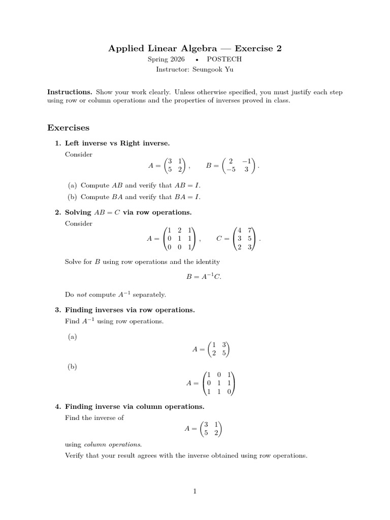 Exercise 2 | PDF | Linear Algebra | Applied Mathematics