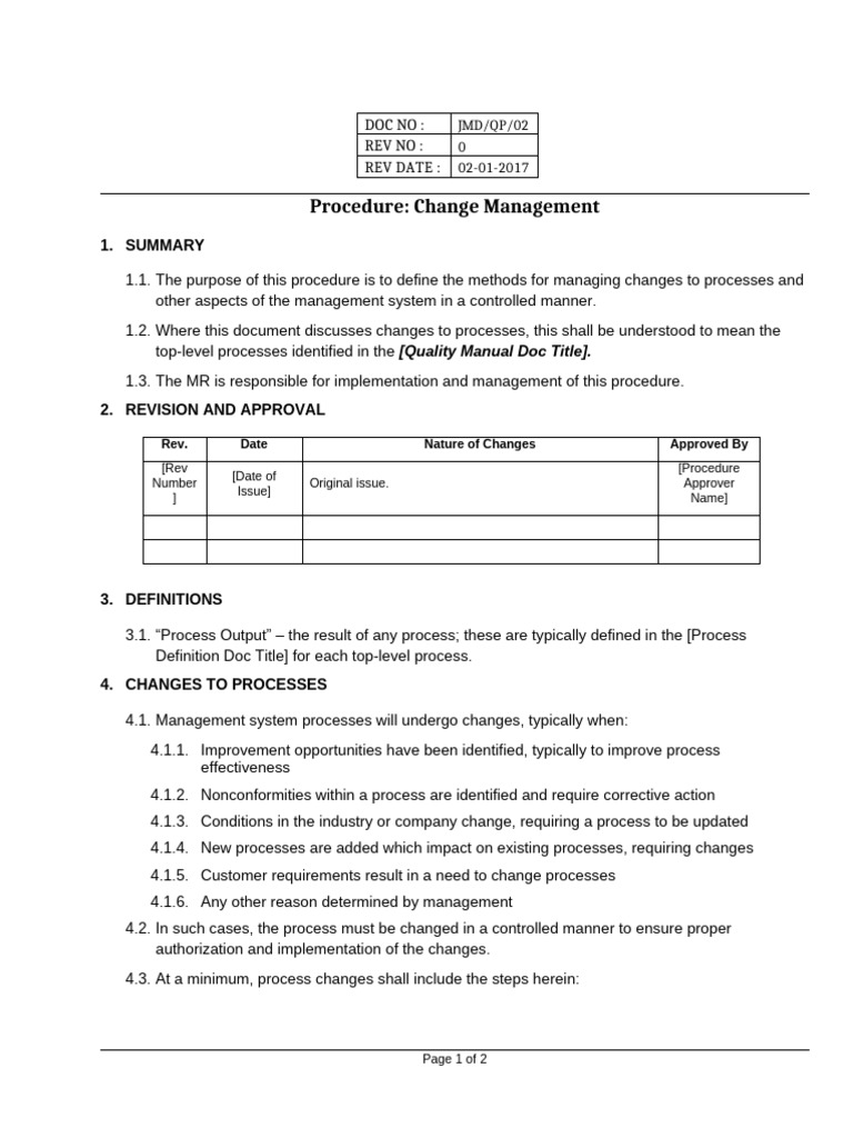 Procedure - Change Management | PDF