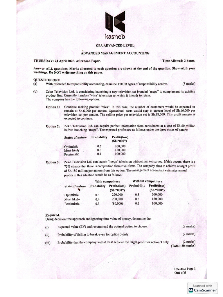 Advanced Management Accounting CPA Qatar | PDF