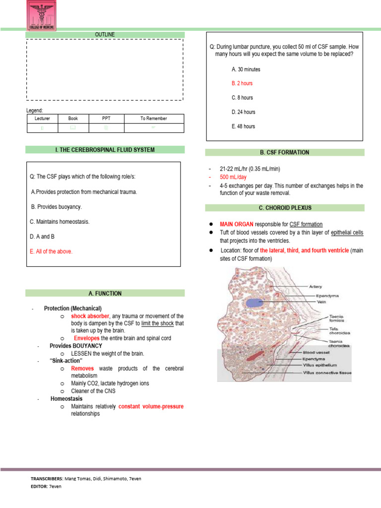 1.1 Cerebrospinal Fluid | PDF | Cerebrospinal Fluid | Physiology