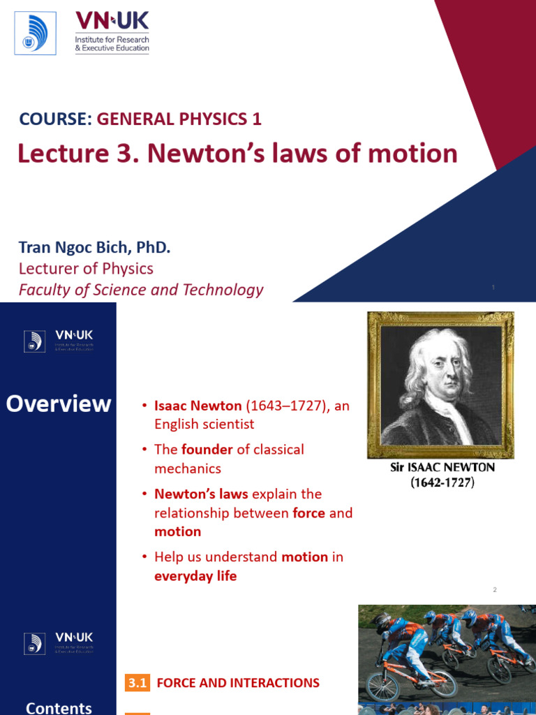 Lecture 3.newton's Laws of Motion | PDF | Force | Newton's Laws Of Motion