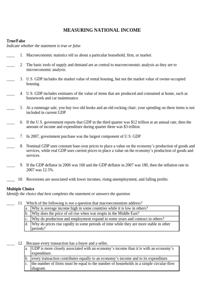 Measuring National Income | PDF | Macroeconomics | Gross Domestic Product