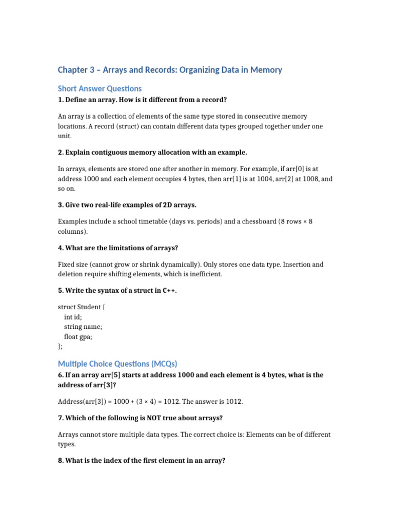 Chapter3 Arrays and Records | PDF | Computer Science | Software Engineering