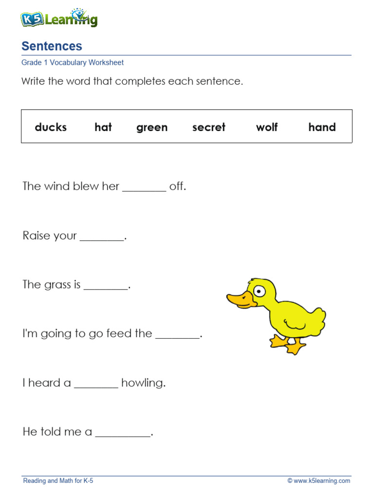 Grade 1 Sentences 3 | PDF