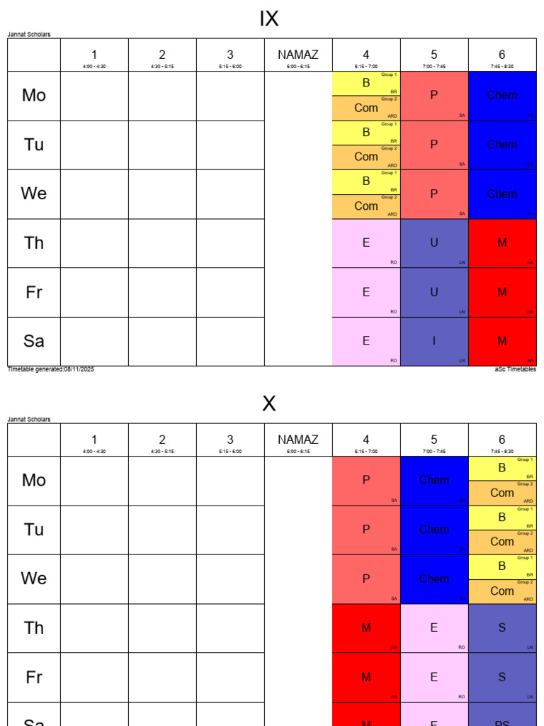 Time Table | PDF