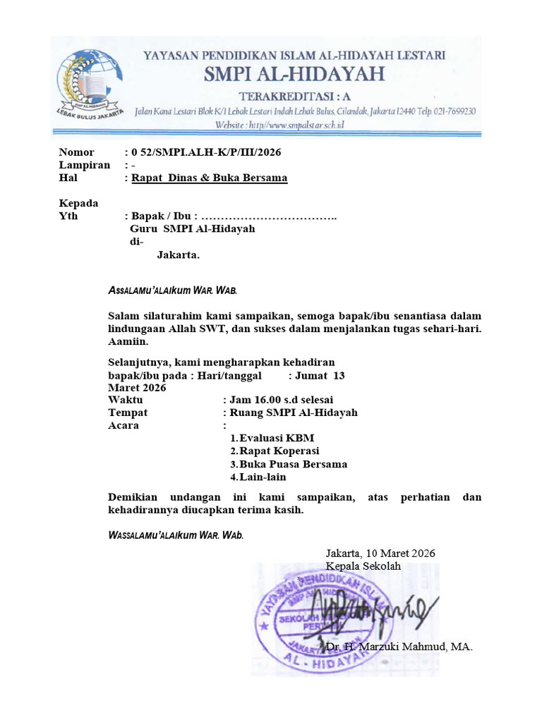 Undangan Rapat & Bukber 2026 | PDF