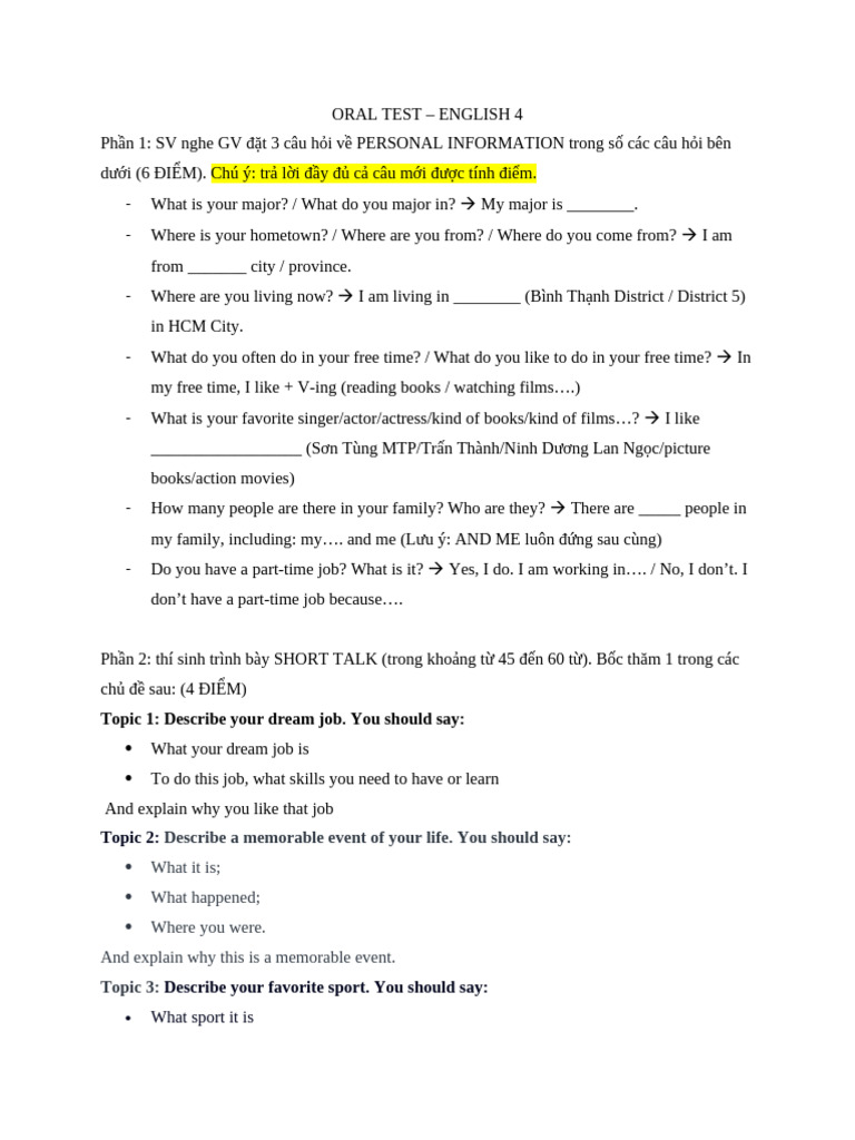 Oral Test | PDF