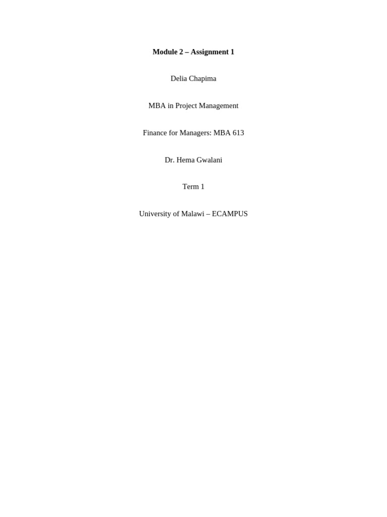 Module 2 Assignment Delia Chapima | PDF