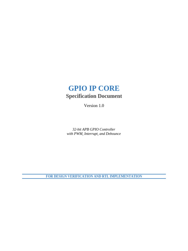 GPIO IP Core Specification v1.0 Complete | PDF | Digital Technology ...