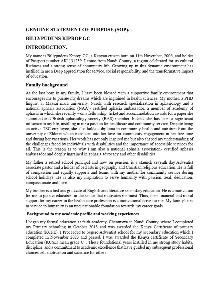 GENUINE STATEMENT OF PURPOSE Draft | PDF | Cost Of Living | Vocational ...