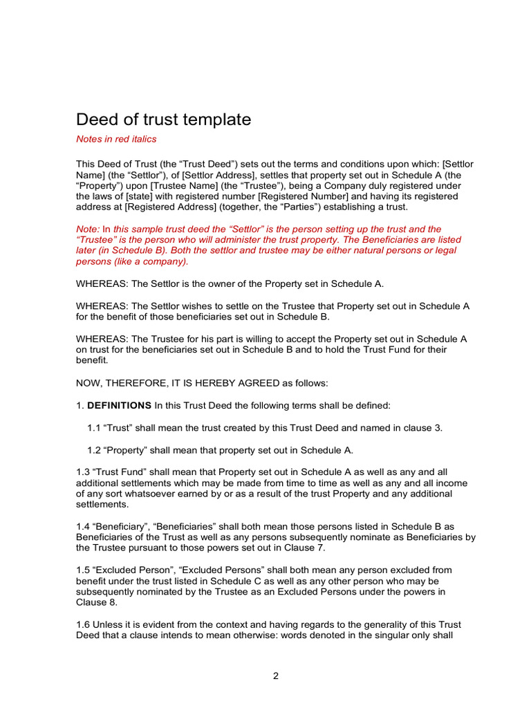 Trust Deed Sample | PDF | Deed Of Trust (Real Estate) | Real Estate Law