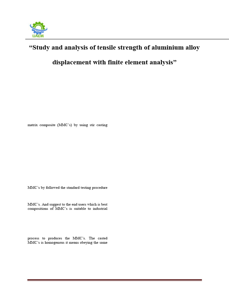 Study and Analysis of Tensile Strength of Aluminium Alloy LM 12 ...