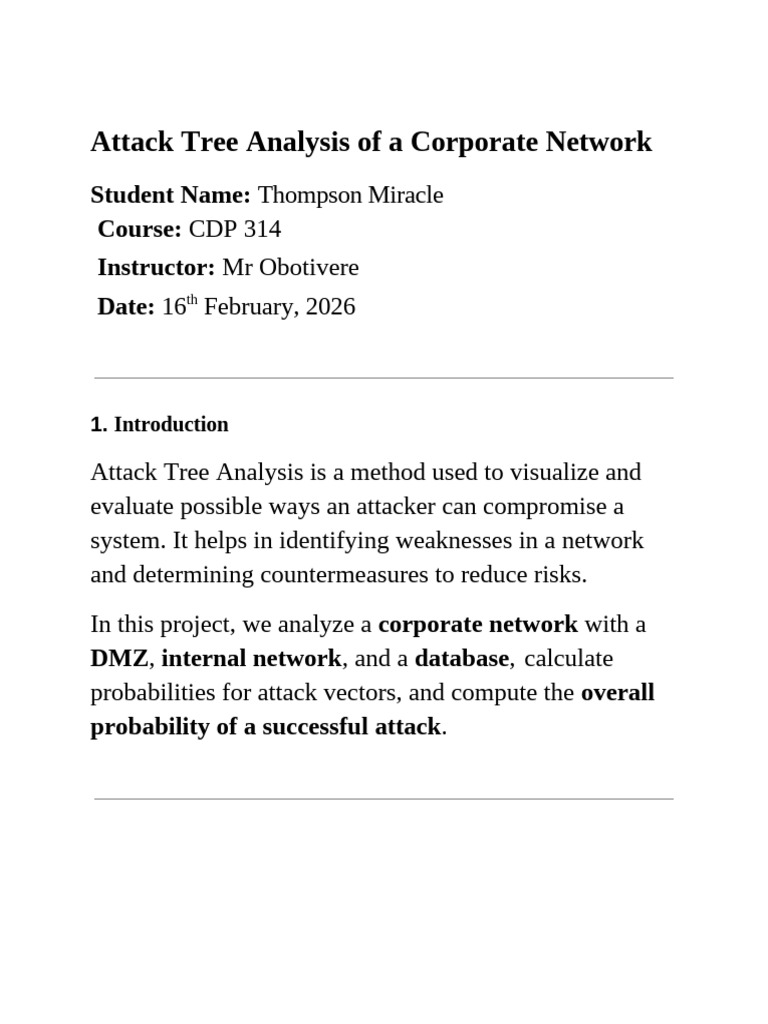 Attack Tree Analysis of A Corporate Network | PDF | Information ...